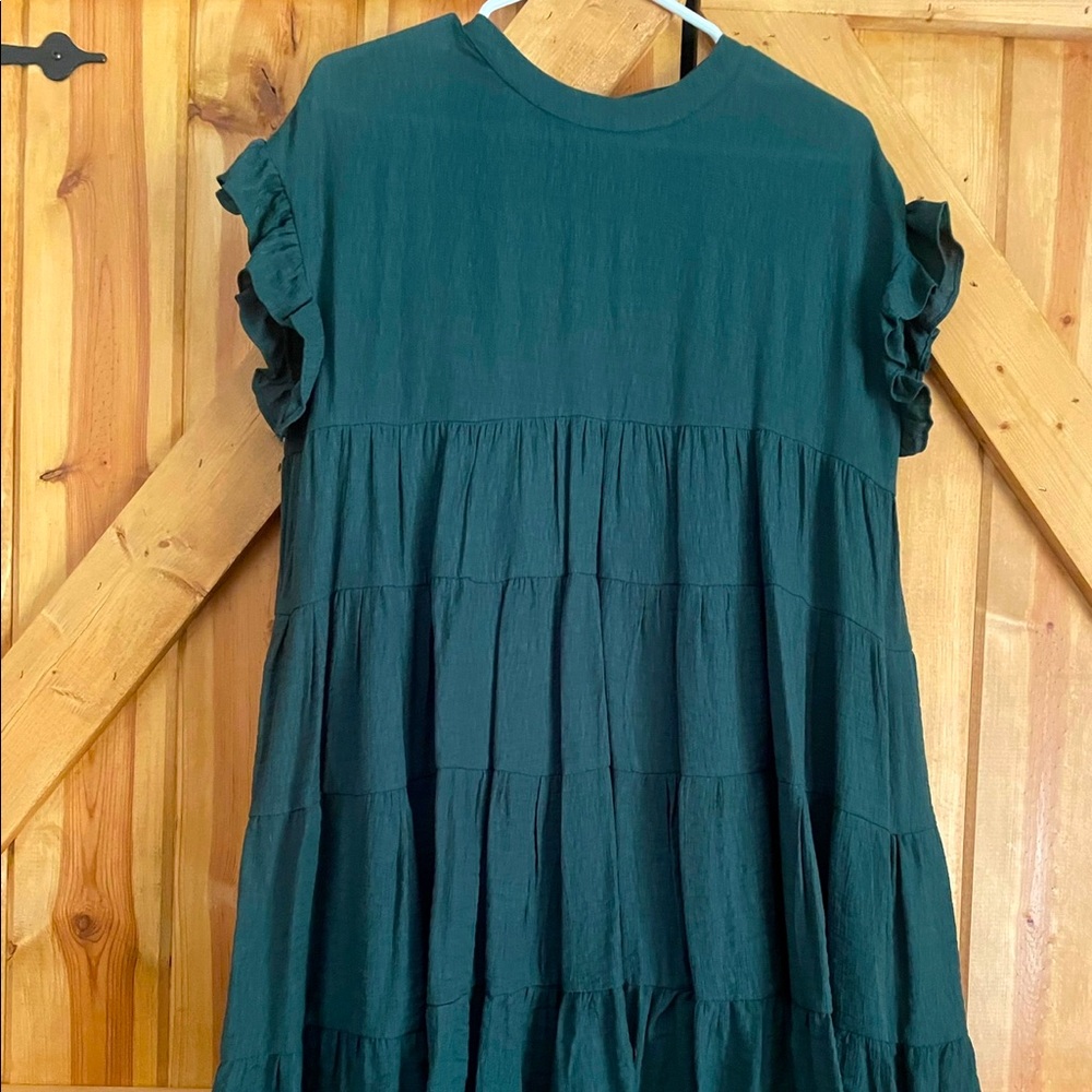 Souther charm green ruffle dress midi large
